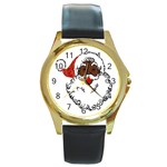 sequin African santa claus Round Gold Metal Watch