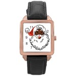 sequin African santa claus Rose Gold Leather Watch 