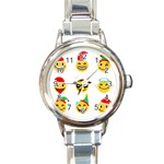 Xmas Emoji Happy Faces Round Italian Charm Watch