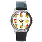 Xmas Emoji Happy Faces Round Metal Watch