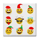 Xmas Emoji Happy Faces Tile Coaster