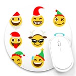 Xmas Emoji Happy Faces Round Mousepad