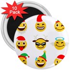 Xmas Emoji Happy Faces 3  Magnet (10 pack)