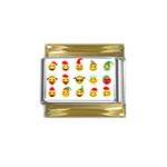 Xmas Emoji Happy Faces Gold Trim Italian Charm (9mm)