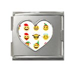 Xmas Emoji Happy Faces Mega Link Heart Italian Charm (18mm)