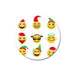 Xmas Emoji Happy Faces Magnet 3  (Round)