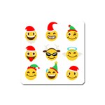 Xmas Emoji Happy Faces Magnet (Square)