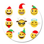 Xmas Emoji Happy Faces Magnet 5  (Round)