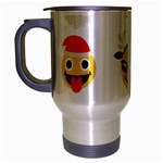 Xmas Emoji Happy Faces Travel Mug (Silver Gray)