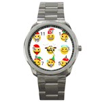 Xmas Emoji Happy Faces Sport Metal Watch