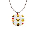 Xmas Emoji Happy Faces 1  Button Necklace