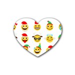 Xmas Emoji Happy Faces Rubber Coaster (Heart)