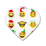 Xmas Emoji Happy Faces Dog Tag Heart (One Side)