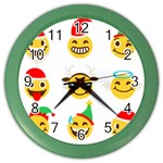 Xmas Emoji Happy Faces Color Wall Clock