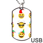 Xmas Emoji Happy Faces Dog Tag USB Flash (One Side)