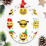 Xmas Emoji Happy Faces Oval Filigree Ornament (Two Sides)