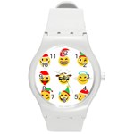 Xmas Emoji Happy Faces Round Plastic Sport Watch (M)