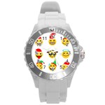 Xmas Emoji Happy Faces Round Plastic Sport Watch (L)