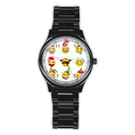 Xmas Emoji Happy Faces Stainless Steel Round Watch