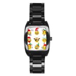 Xmas Emoji Happy Faces Stainless Steel Barrel Watch