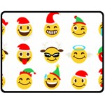 Xmas Emoji Happy Faces Double Sided Fleece Blanket (Medium)