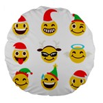 Xmas Emoji Happy Faces Large 18  Premium Flano Round Cushion 