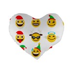 Xmas Emoji Happy Faces Standard 16  Premium Flano Heart Shape Cushion 