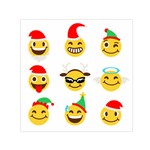 Xmas Emoji Happy Faces Small Satin Scarf (Square)