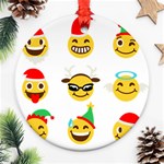 Xmas Emoji Happy Faces Ornament (Round)