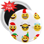 Xmas Emoji Happy Faces 3  Magnet (100 pack)