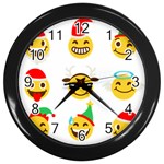 Xmas Emoji Happy Faces Wall Clock (Black)