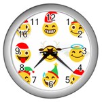 Xmas Emoji Happy Faces Wall Clock (Silver)