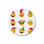 Xmas Emoji Happy Faces Rubber Coaster (Round)