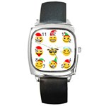 Xmas Emoji Happy Faces Square Metal Watch