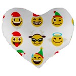 Xmas Emoji Happy Faces Large 19  Premium Heart Shape Cushion