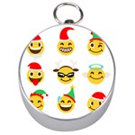 Xmas Emoji Happy Faces Silver Compass