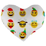 Xmas Emoji Happy Faces Large 19  Premium Flano Heart Shape Cushion