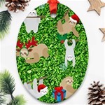 xmas sloth  Ornament (Oval)