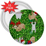 xmas sloth  3  Button (10 pack)