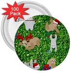 xmas sloth  3  Button (100 pack)