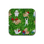 xmas sloth  Rubber Coaster (Square)