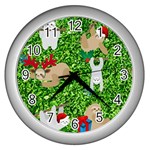 xmas sloth  Wall Clock (Silver)