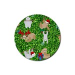 xmas sloth  Rubber Coaster (Round)