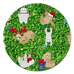 xmas sloth  Magnet 5  (Round)