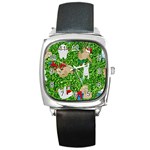 xmas sloth  Square Metal Watch