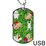 xmas sloth  Dog Tag USB Flash (One Side)