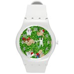 xmas sloth  Round Plastic Sport Watch (M)