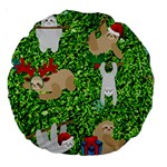 xmas sloth  Large 18  Premium Round Cushion 