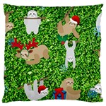 xmas sloth  Large Flano Cushion Case (One Side)