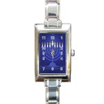 blue happy hannukah Rectangle Italian Charm Watch